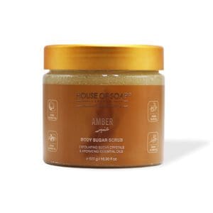 Naturally luxurious, fragrant and handmade skincare Amber Body Sugar Scrub by House of Soap