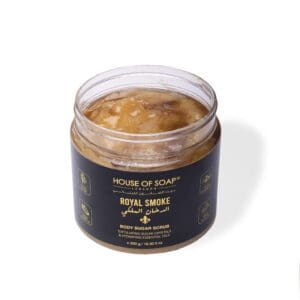 Naturally luxurious, fragrant and handmade skincare Royal Smoke Body Sugar Scrub by House of Soap